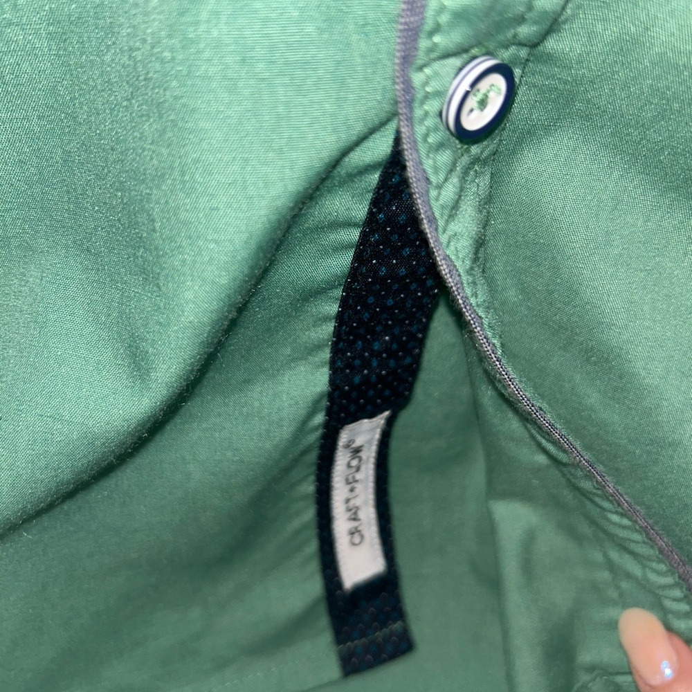 Craft+Flow mens green black detail casual button down short sleeve shirt size XL - Picture 4 of 9